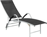Adjustable Outdoor Chaise Lounge Chair Black Powder-Coated Aluminum Textilene Reclining Sun Lounger 23.8x76x37.8 in - Photo 1