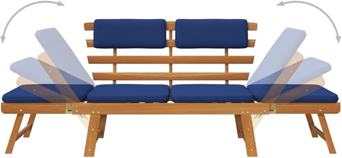 Patio Bench with Cushions, Bench with Backrest, Garden Bench, Park Bench for Patio, Garden, Yard, Lawn - Photo 6