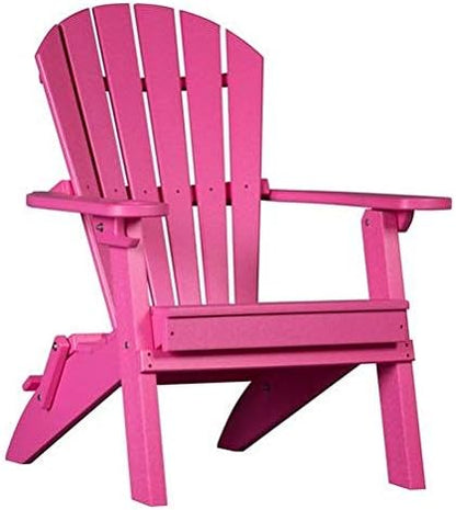 Saving Shepherd 4 Season Pink Foldable Adirondack Chair - 100% Recycled Poly Lumber Folding Fan Back with Cup Holder All Weather USA