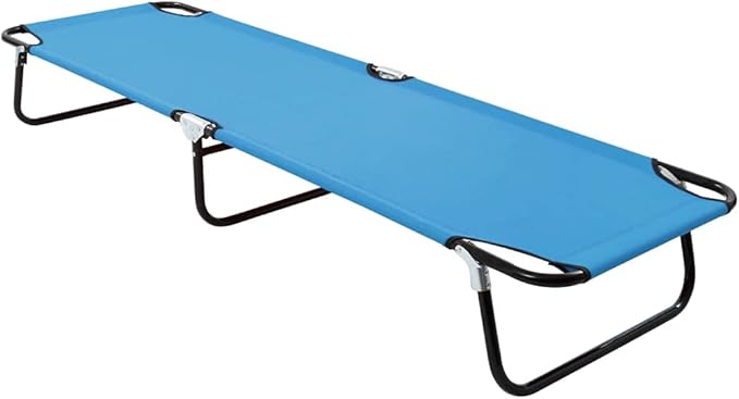 Folding Turquoise Outdoor Chaise Lounge 74.8" Long x 22.8" Wide Powder-Coated Steel Frame Sun Lounger for Patio Poolside Beach Camping Portable Recliner Chair for Adults