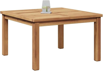 Modern 24 in Brown Solid Teak Coffee Table Minimalist Outdoor Patio Cocktail Accent Square 23.62 x 23.62 x 14.17 in for Garden Balcony Porch Backyard