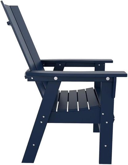 Costaelm Patio hdpe Adirondack Chair, Outdoor Balcony Pool Chair, Modern Front Porch Fire Pit Backyard Chair, Garden Resin Lounge Chair for Outside, Navy Blue
