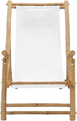 Deck Chair Bamboo and Canvas, Outdoor Patio Furniture, Balcony Chairs, Lounge Chairs, Beach Lounge Chair Outdoor - Photo 3