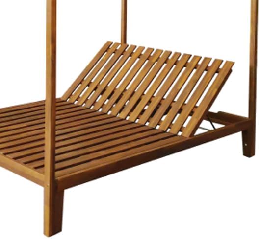 Christopher Knight Home Kenzie Acacia Wood Outdoor Daybed with Canopy, Double Chaise Lounge Chair Outdoor with Cushion - Photo 8