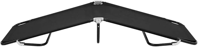 Folding Black Sun Lounger Outdoor Chaise Lounge 22.8 x 74.8 x 11 in Powder-Coated Steel 600D Polyester Reclining Chair - Photo 4