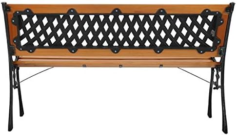 Garden Bench Outdoor Bench for Patio Metal Bench Park Bench with Armrests Sturdy Steel Frame Furniture Metal Bench for Yard Porch Clearance Work Entryway (Light Brown-49 inches)