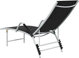 Black Adjustable Length Outdoor Chaise Lounge Chair 23.8 x 76 x 37.8 in UV Textilene Fabric Aluminum Frame Portable - Photo 6
