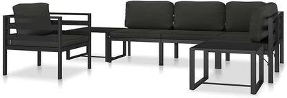Anthracite Modular Outdoor Sofa 27.6 x 29.5 x 25.4 in Single Patio Couch Powder-Coated Aluminum Frame Removable Cushions for Garden Balcony Terrace