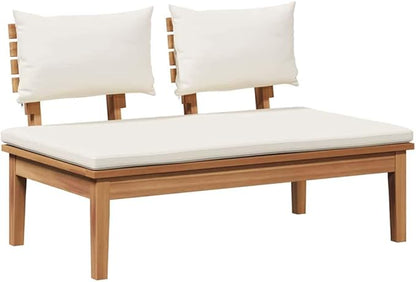 Garden Bench 2 pcs Brown Solid Teak Wood Set for Patio Terrace Modern Rustic Farmhouse Outdoor Furniture with Post Leg Design