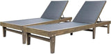 Christopher Knight Home Shiny Outdoor Wood Chaise Lounge (Set of 2), Grey Finish/Dark Grey Mesh - Photo 4