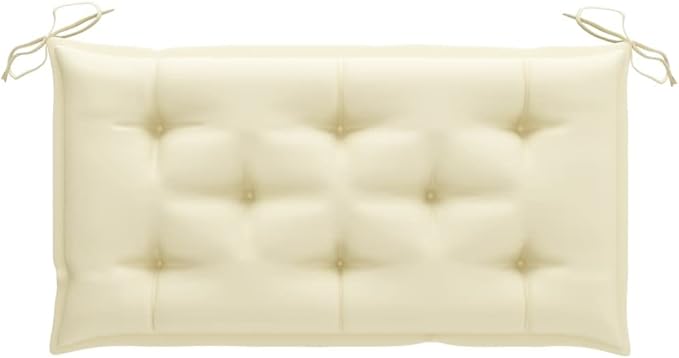 Patio Bench,Patio Garden Bench,Outdoor Benches,Patio Seating for Front Porch Backyard Park Outside Furniture Decor with Cream White Cushion 44.1" Solid Teak Wood