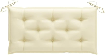 Patio Bench with Cream White Cushion Garden Bench Outdoor Bench for Outdoors Porch Entryway Furniture for Yard 44.1" Solid Teak Wood