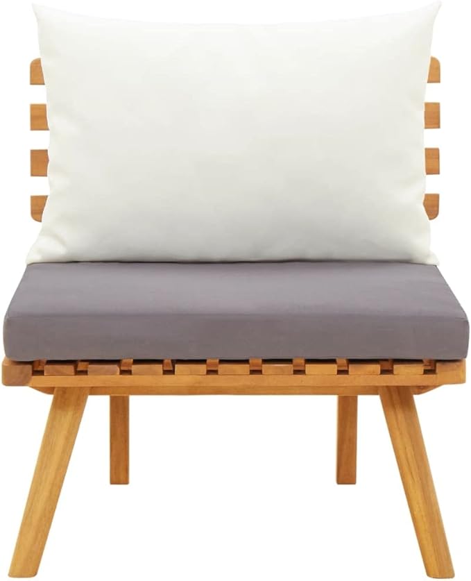 Solid Acacia Wood Garden Chair with Cushions Outdoor Patio Furniture Natural Dark Gray White Rustic Design Comfortable Seating for Balcony Terrace Relaxation