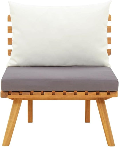 Solid Acacia Wood Garden Chair with Cushions Outdoor Patio Furniture Natural Dark Gray White Rustic Design Comfortable Seating for Balcony Terrace Relaxation