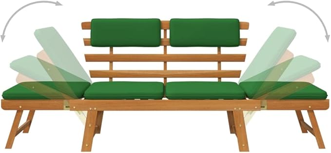 【Lightning Shipping】 Wooden Garden Bench, Outdoor Terrace Double Sofa Terrace, Lawn, Porch Patio Bench with Cushions 2-in-1 74.8" Solid Acacia Wood