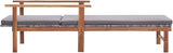 78.7" Grey Outdoor Chaise Lounge Sun Lounger with Adjustable Backrest, Acacia Wood Frame & Removable Cushion - Photo 3