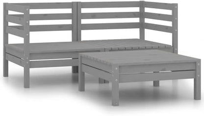 Modular Garden Lounge Set, 2-Piece Solid Pinewood Patio Conversation Furniture, Rustic Grey Outdoor Sofa for Backyard, Porch, Deck and Living Room