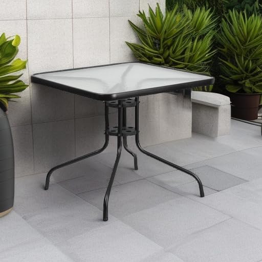 Flash Furniture Barker 31.5" Square Indoor/Outdoor Tempered Glass Metal Frame Side Table - Photo 5