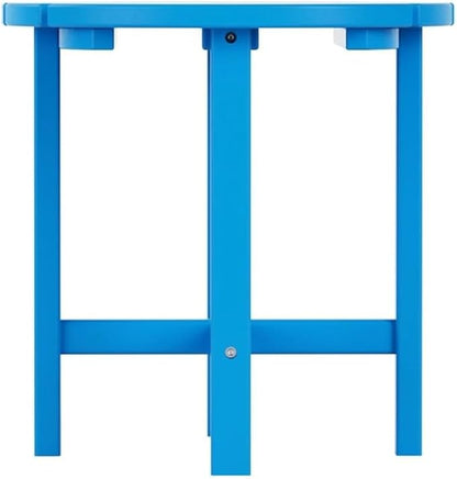 Costaelm Round Outdoor Side Tables, Adirondack Patio Tables for Outside, HDPE Patio End Table Weather Resistant, Balcony Table for Pool, Seaside, Backyard, Porch, Indoor Companion, Pacific Blue