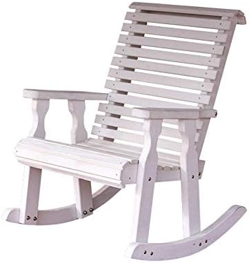 Amish Heavy Duty 600 Lb Roll Back Pressure Treated Rocking Chair (Semi-Solid White Stain)