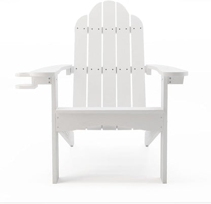 LUE BONA HDPS Adirondack Chairs Set of 6, Fire Pit Outdoor Chair Weather Resistant with Cup Holder, Modern Plastic Chair Plastic for Patio, Deck, Proch, 350LBS, White