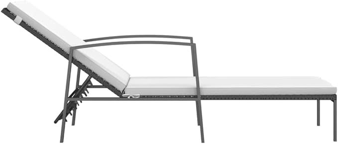 Sun Lounger with Cushions, Adjustable Backrest Outdoor Chaise Lounge for Patio Poolside - Photo 5