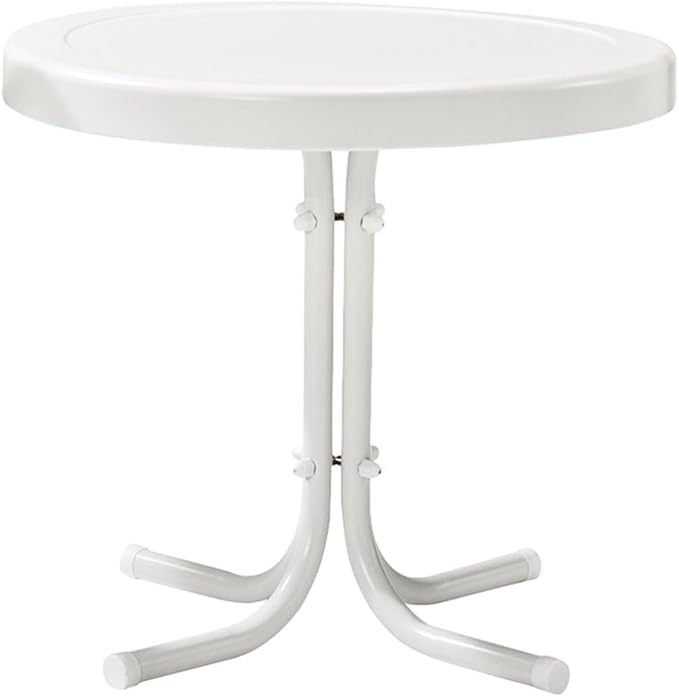 Crosley Furniture Griffith Weather Resistant Retro Metal Outdoor Side Table for Patio, Deck, Porch, Alabaster White - Photo 1