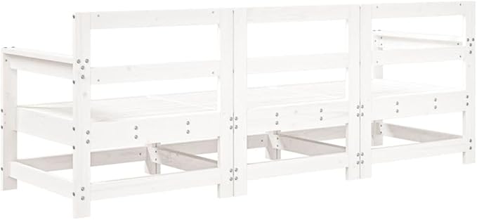 Modular Garden Sofa Seat, Solid Pine Wood Patio Furniture, White Rectangular Outdoor Lounge Chair for Balcony, Terrace - Photo 4