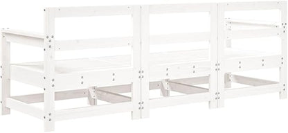 Outdoor Sectional Sofa White Solid Pine 26 x 24.4 x 27.8 in Modular Patio Couch for Garden Balcony & Camping Seating