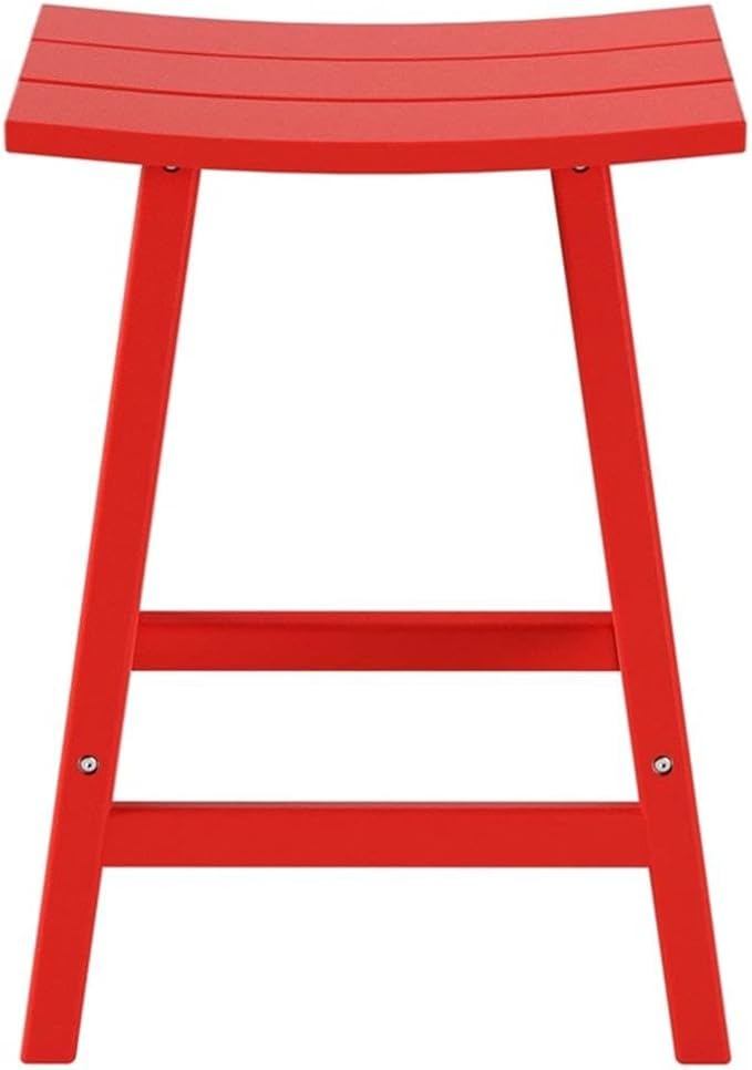 Costaelm 24" Height Outdoor Bar Stools, All-Weather Bar Stools, Adirondack Poly Patio Bar Stool for Patio, Deck, Kitchen Counter and Garden, Red