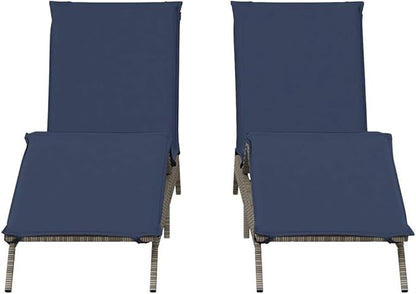 Gray Poly Rattan Sun Lounger with Adjustable Backrest and Cushions, Standard Size Foldable Outdoor Chaise Lounge for Patio Garden Poolside Relaxation