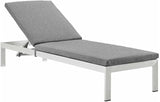 Modway Shore Aluminum Outdoor Patio Chaise Poolside Lounge Chair with Cushion in Silver Gray - Photo 1