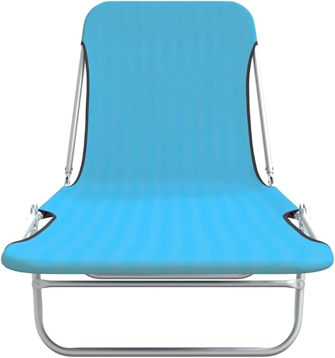 Folding Blue Outdoor Chaise Lounge Set of 2, 72 x 22 x 9 in Powder-Coated Steel, Adjustable Backrest, Lightweight Beach Lounge Chair for Patio Poolside Garden