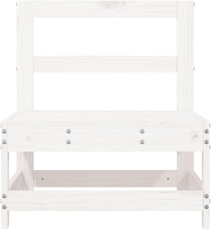 Outdoor Sectional Sofa White Solid Pine Wood 24.4x24.4x27.8 in Modular Patio Couch for Garden Terrace Balcony