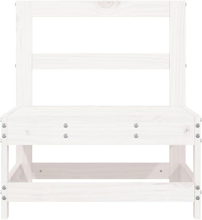 Outdoor Sectional Sofa White Solid Pine Wood 24.4x24.4x27.8 in Modular Patio Couch for Garden Terrace Balcony