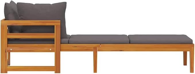 Solid Acacia Wood Patio Sun Lounger with Cushion, Durable Outdoor Sunbed for Garden and Backyard, Adjustable Armrest Design, All-Weather Resistant Furniture