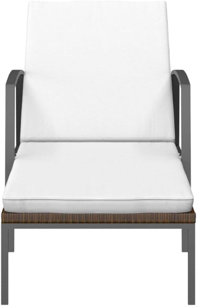 Sun Lounger Brown and Cream White Garden Lounge Chair Outdoor Chaise Lounge for Balcony Outside