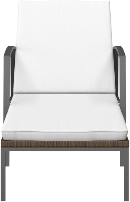 Sun Lounger Brown and Cream White Garden Lounge Chair Outdoor Chaise Lounge for Balcony Outside