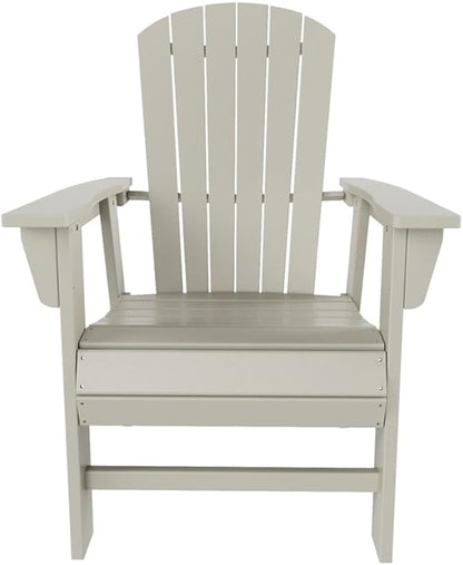 Costaelm Outdoor Adirondack Chair, HDPE Patio Balcony Pool Chair, Modern Front Porch Fire Pit Backyard Chair, Garden Resin Lounge Chair for Outside, Sand