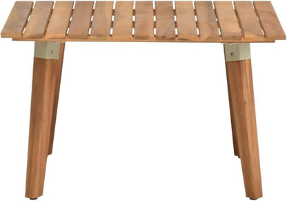 Coffee Table Natural Brown Solid Acacia Wood Outside Table Coffee Tables for Patio Lawn 23.6x23.6 in Durable