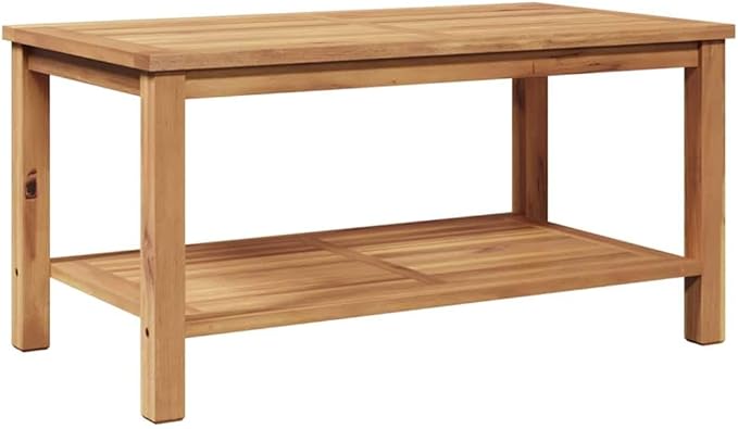 Solid Teak Outdoor Coffee Table 35.4 x 19.7 x 17.7 in Brown Modern Patio Dining Table with Hidden Storage for Garden - Photo 7