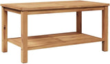 Solid Teak Outdoor Coffee Table 35.4 x 19.7 x 17.7 in Brown Modern Patio Dining Table with Hidden Storage for Garden - Photo 7