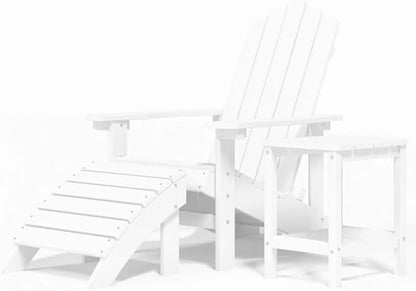 White HDPE Adirondack Chair, Outdoor Patio Lawn Seating, Weather-Resistant Synthetic Plastic, Comfortable Garden Porch Deck Furniture, Standard Size
