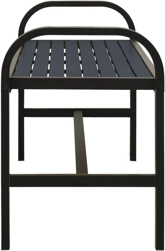 Garden Bench Deck Bench Patio Bench 49" Steel and WPC Black