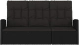 Garden Bench Deck Bench Reclining Patio Bench with Cushions Black 68.1" Poly Rattan - Photo 4