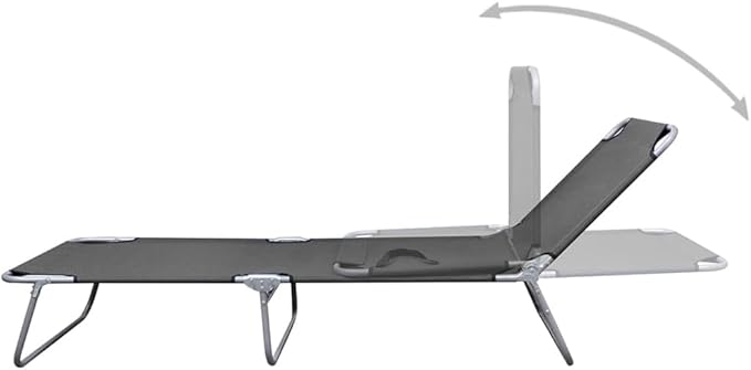 Sunlounger Grey Powder-Coated Steel Patio Chaise Lounge Garden Lounge Chair for Pool Outside 74.4 x 22.8 x 10.6 in