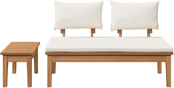 Garden Bench 2 pcs Brown Solid Teak Wood Set for Patio Terrace Modern Rustic Farmhouse Outdoor Furniture with Post Leg Design