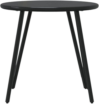 Garden Coffee Table Set of 2 Black Powder-Coated Steel Small Patio Side Table Coffee Tables for Lawn Backyard