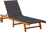 Acacia Wood Sunlounger Anthracite Outdoor Chaise Lounge 78.7x24.8x33.5 in with 30-85° Adjustable Backrest and Built-in - Photo 1