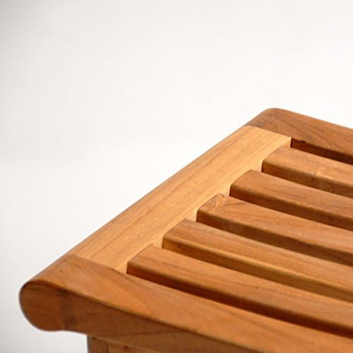 Victoria Teak Shower Bench | Heavy Sturdy Built Stool for Coffee Accent Table, Wood End Tables for Garden, Backyard, Bed, Living Room, Couch | Perfect for Indoor and Outdoor Use